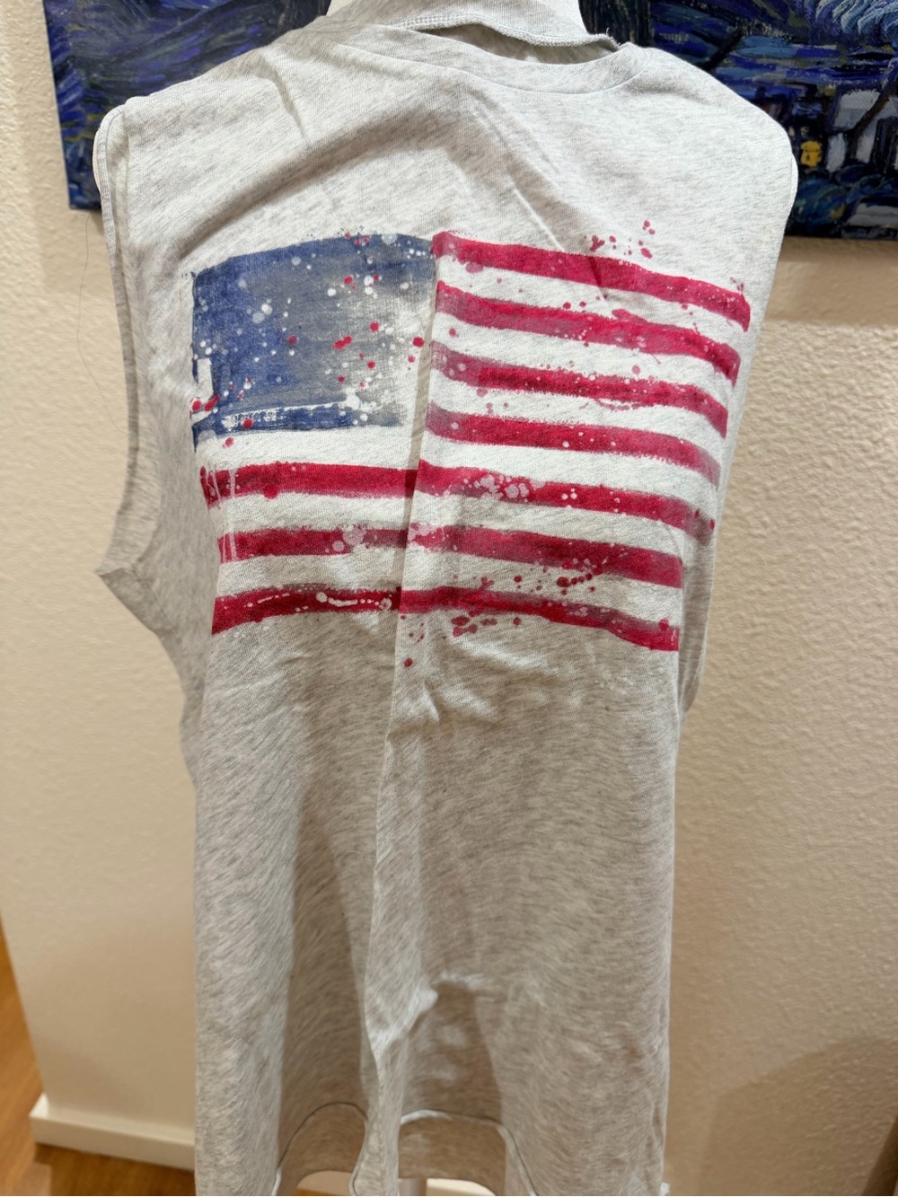 Sleeveless American Flag Tank Top - Gray